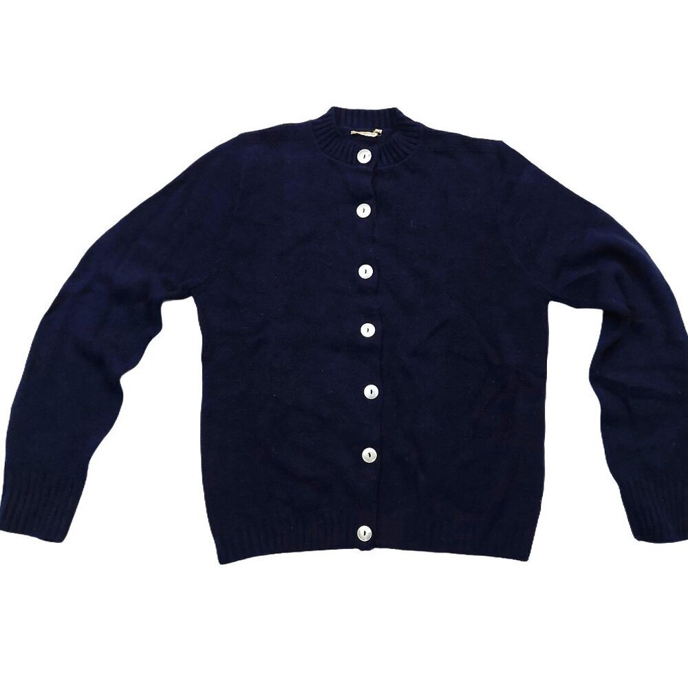 Vintage 1940s-1950s Dark Blue/Black Long Sleeve Cardigan Knit Winter Sweater